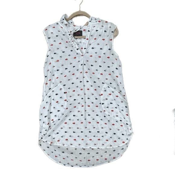 FOR CYNTHIA Coastal Lady 100% Linen Swimsuit Cover Up Pop Over Mini Beachy Sz M - Picture 7 of 12